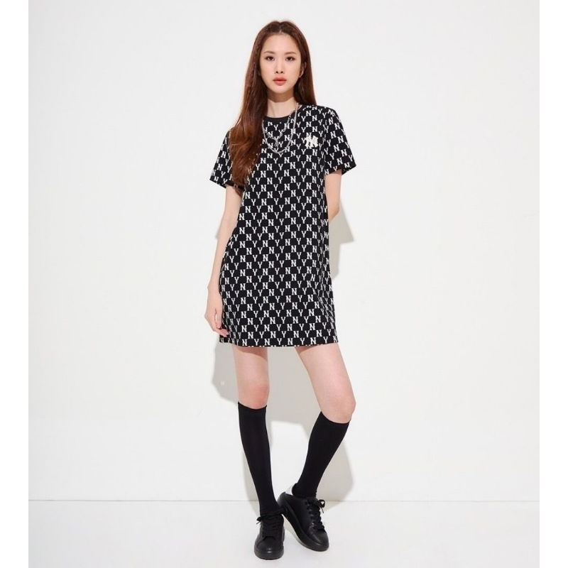 MLB logo cotton shirt dress