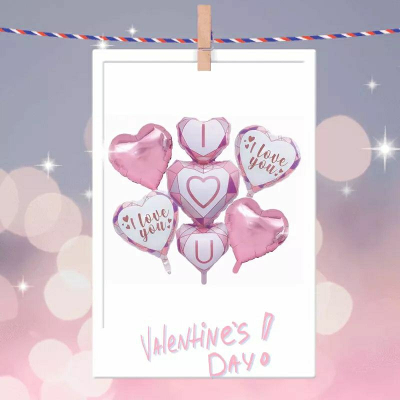 Paket balon hati heart i love you valentine dekorasi hiasan happy anniversary birthday baloon balloo