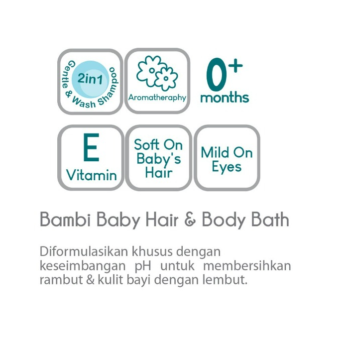 Bambi 2in1 Hair &amp; Body Bath 100ml / Sabun dan Shampoo Untuk Bayi PH Balance CBKS