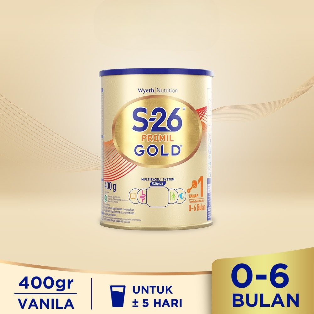 [400 Gram] S-26 Promil GOLD Tahap 1 Susu Formula Usia 0-6 Bulan, Kaleng 400 gr