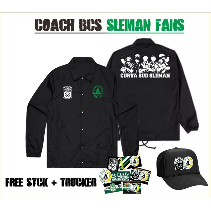 Jaket Bcs pss Sleman Coach Baseball Varsity Jacket Black/ FREE TOPI