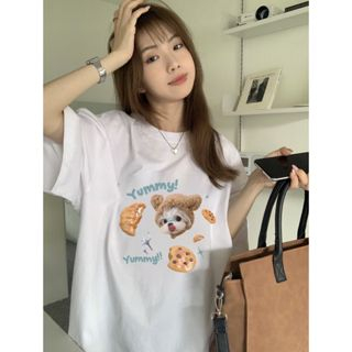 Raglan T Shirt Puppies And Desserts Kaos Oversize Baju Korean Style Wanita Ootd Atasan Wanita Kekinian Fashion