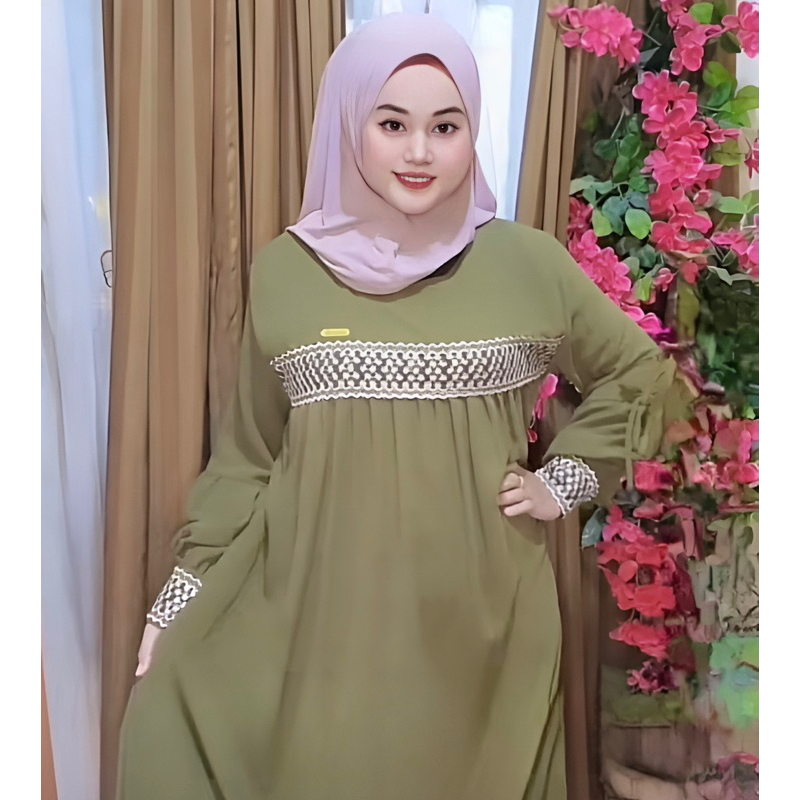 Gamis Renda Medina Terbaru Bahan Crinkle Airflow By Mall Indonesia