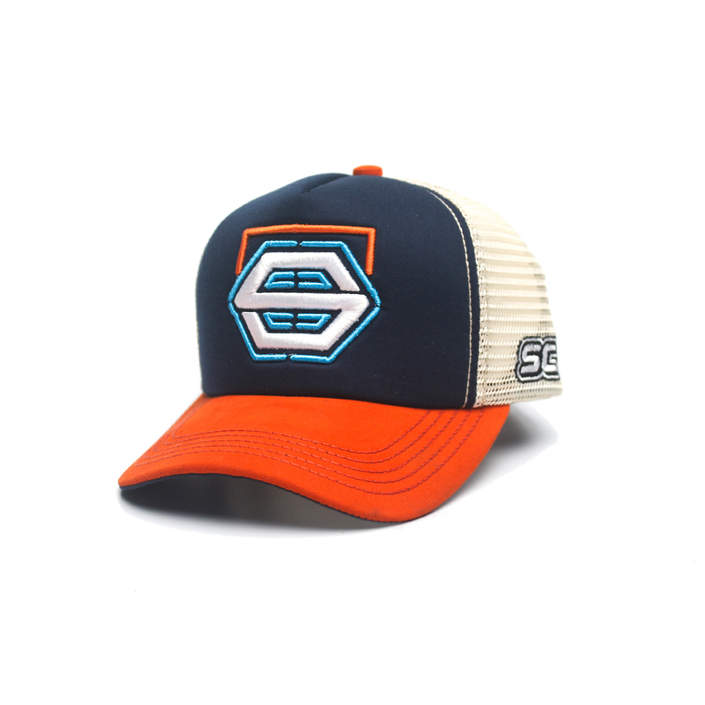 TOPI JARING SKATERS WF039 ORANGE NAVY KREM