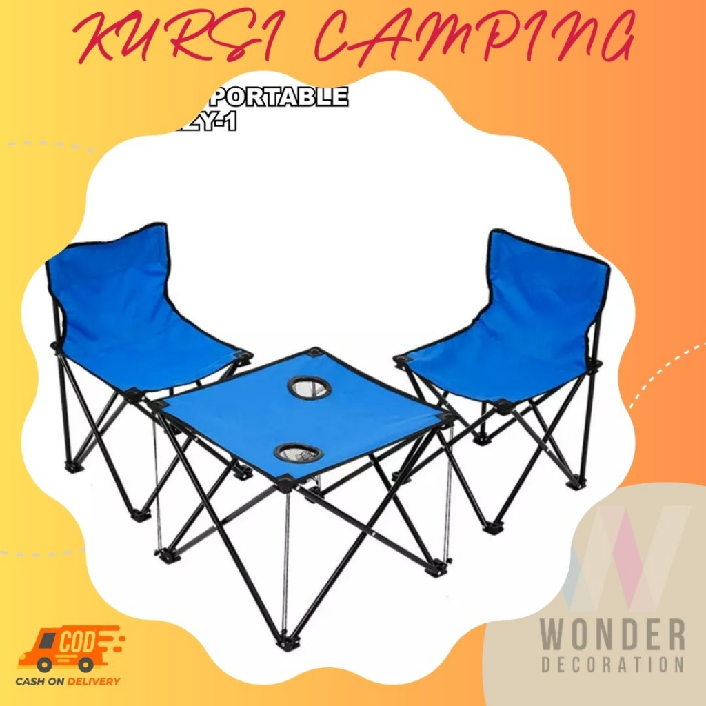 Kursi Camping Kursi Lipat Camping Kursi Lipat Outdoor Portable Kursi Gunung Bangku + Meja -WD