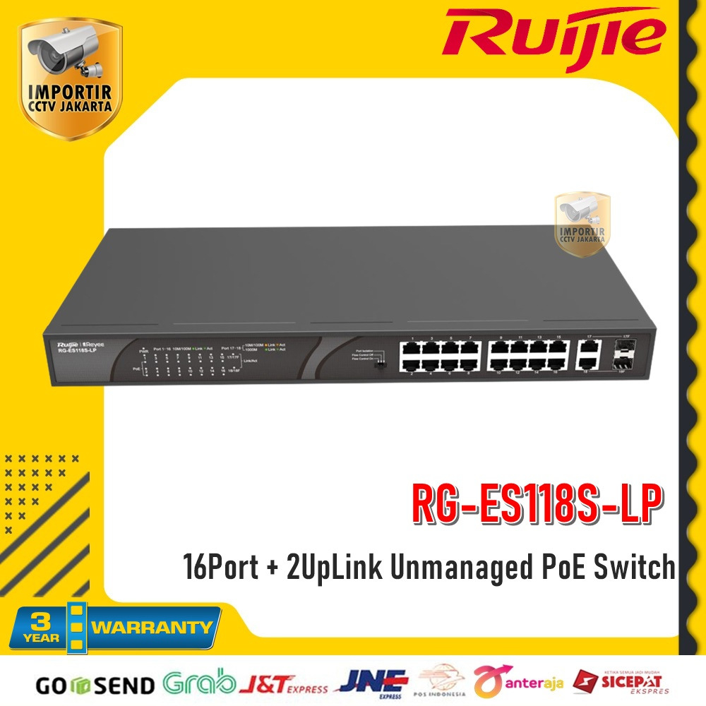 RUIJIE 16Port + 2UpLink Unmanaged PoE Switch - ICJ