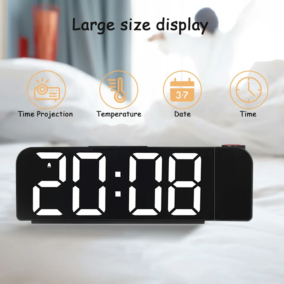 JD-8013 Jam Digital Proyektor Warna Rainbow Jam Meja LED Smart Alarm Design Simple dan Elegant Fitur Snooze Ada Suhu &amp; Kalender