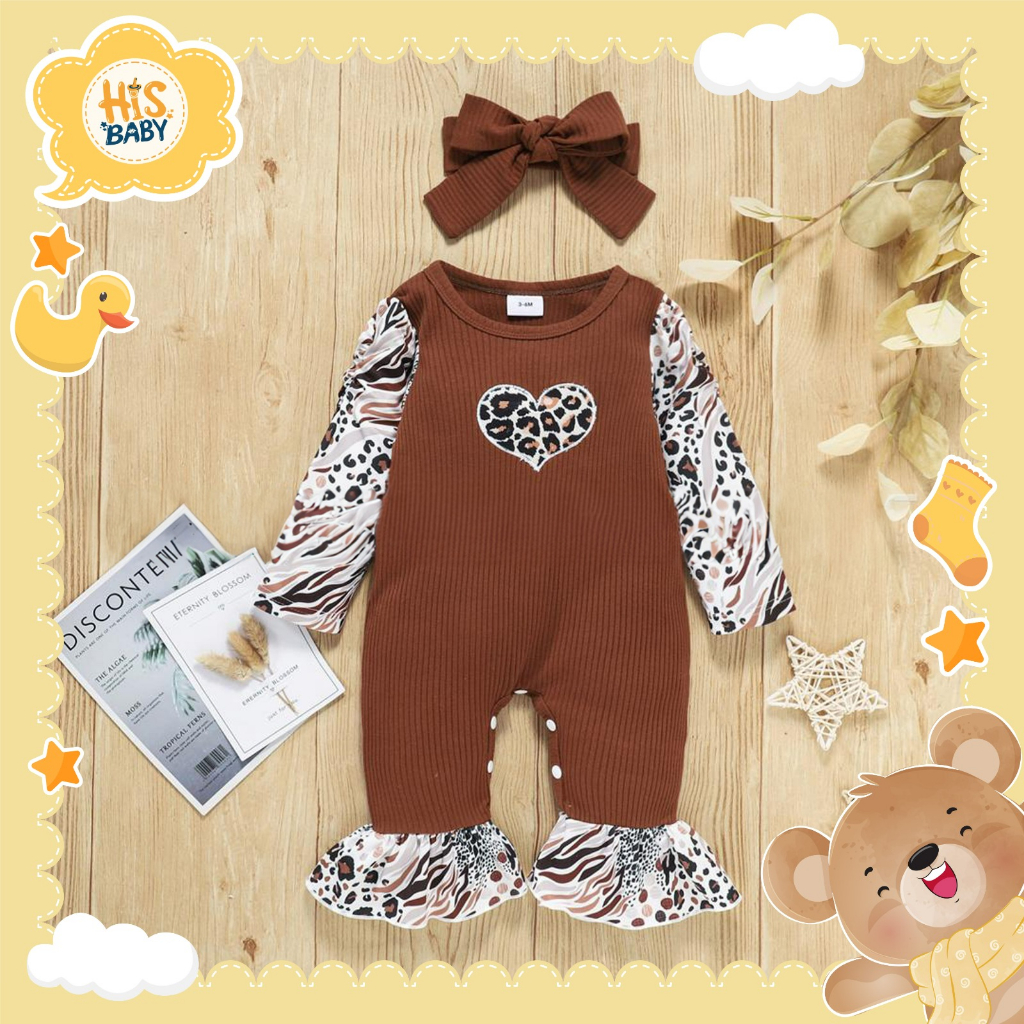 His.Baby Jumper Newborn-2 tahun baby girl dengan bando warna coklat Import Premium