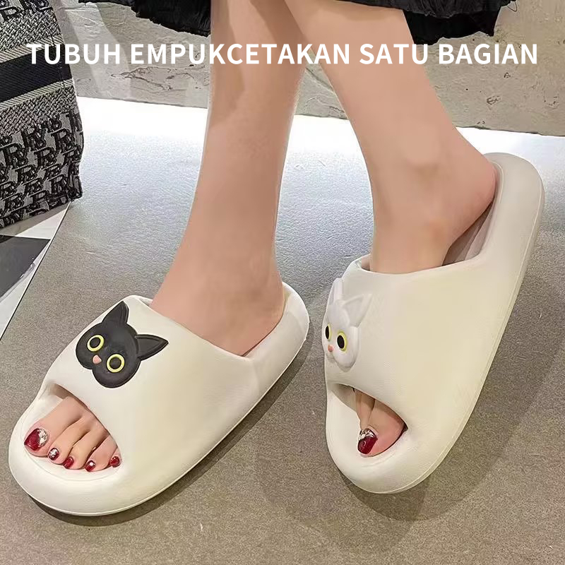 Sendal Wanita Kekinian Jelly Kasual Terbaru Sandal Lucu Wanita Karet Pola Kartun Slip On Sandal Rumah Wanita Slop Empuk Tebal 4 CM