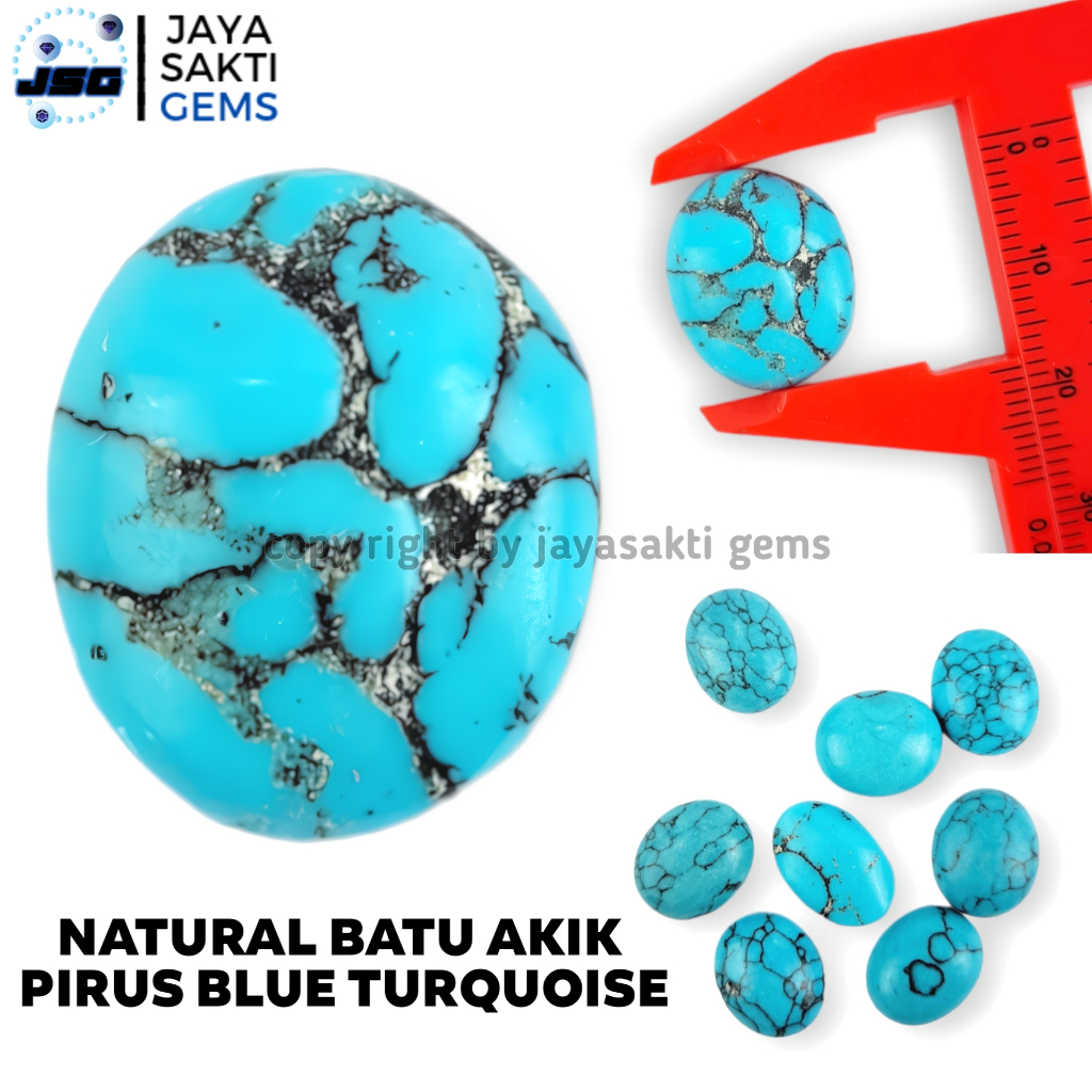 Natural Batu Akik Pirus Blue Turquoise Motif