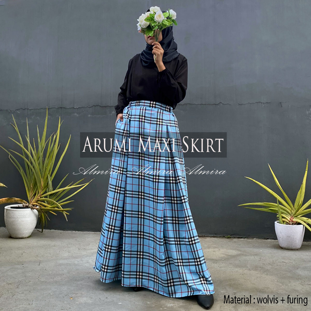 Rok Tartan Panjang Motif Kotak  Arumi Skirt Griyaraditya Almira