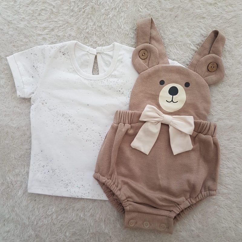 Baju Bayi Happy Bear Overall set