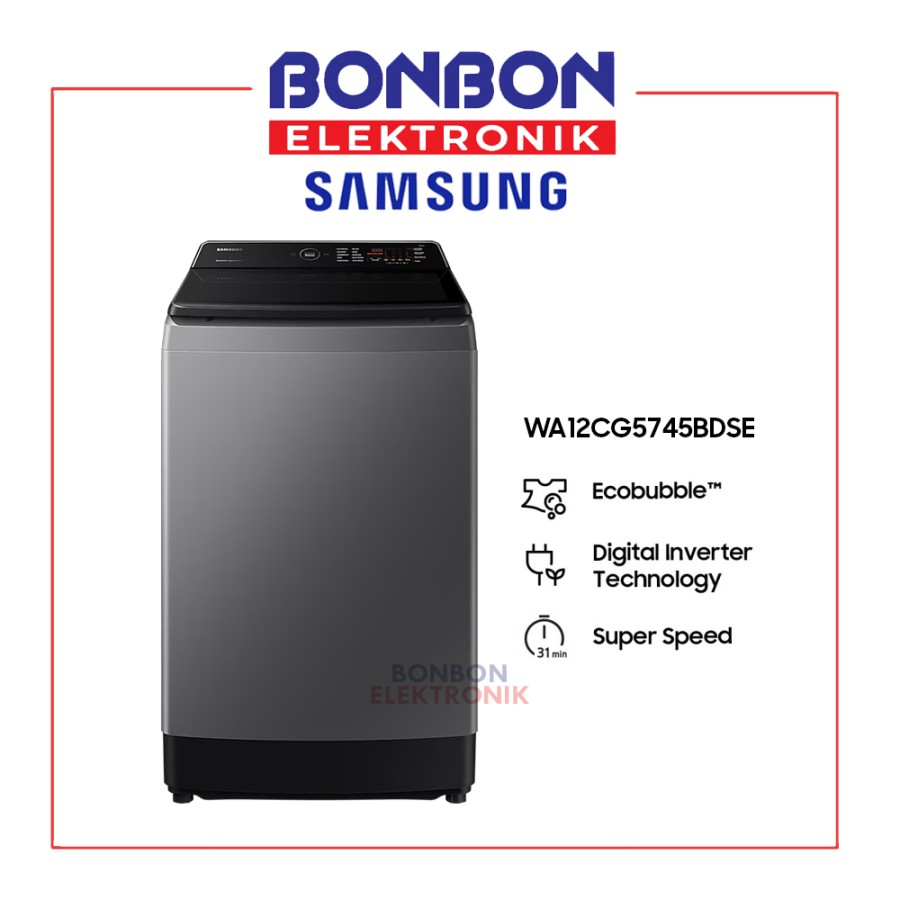 Samsung Mesin Cuci Top Loading 12KG WA12CG5745BDSE / WA12 Ecobubble
