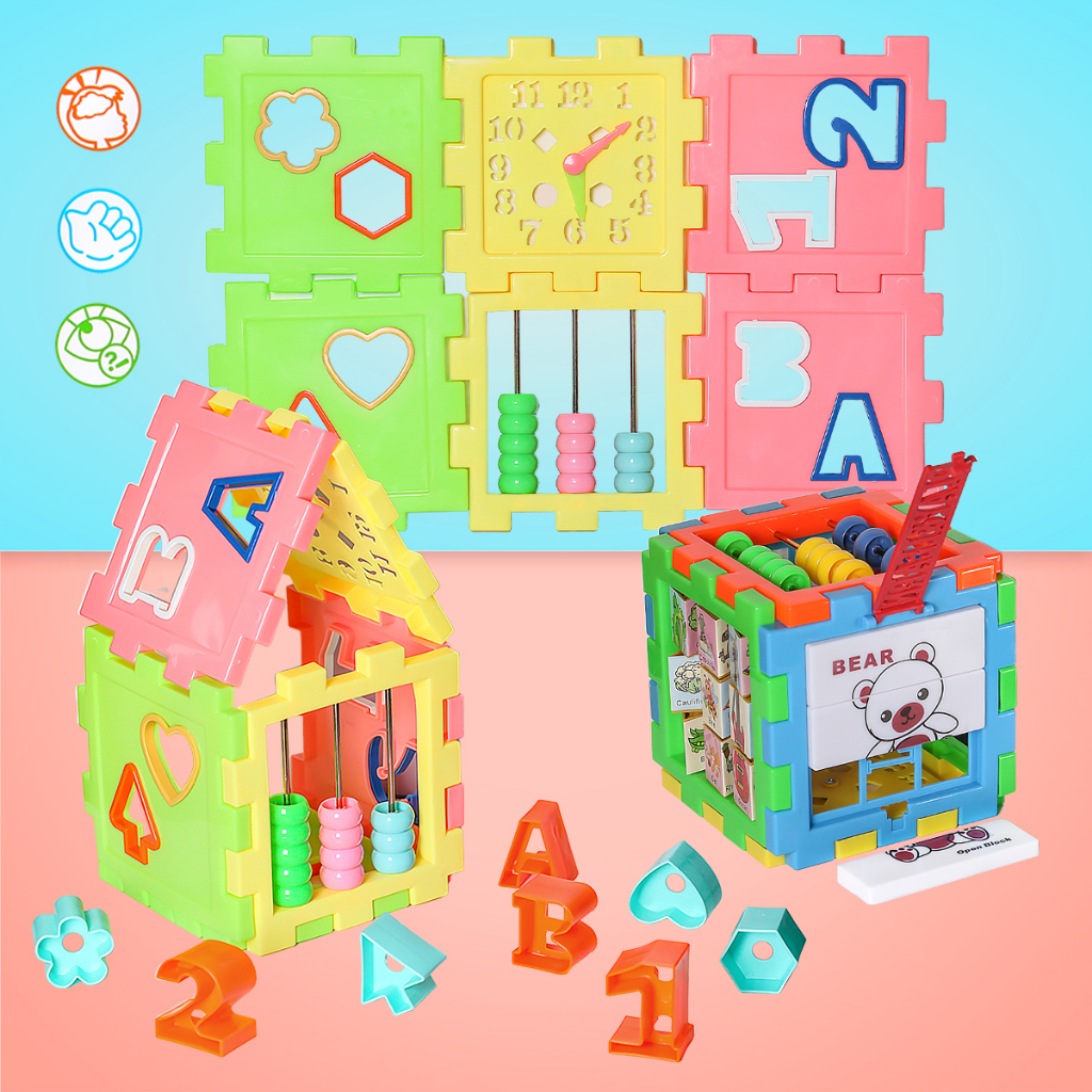 Mainan Anak Puzzle Block Balok Kubus Mainan Edukasi Kreatif 6sisi  Mainan Tabung Cute Block Puzzle