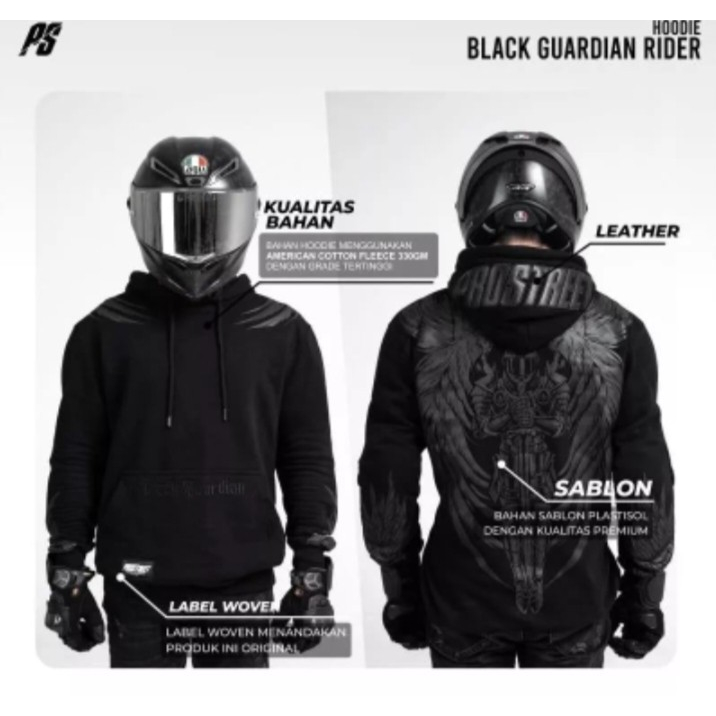 HOODIE | PROSTREET | ZIPPER HOODIE BLACK SAYAP BLACK | PREMIUM | SAYAP GUARDIAN | SIZE M-XL | LIMITED STOCK