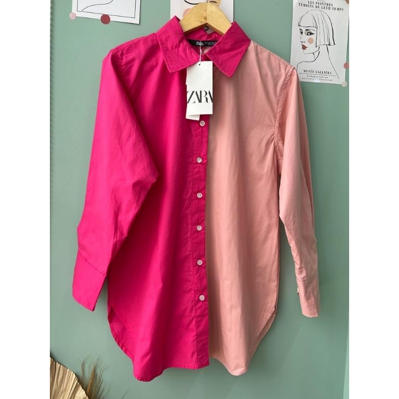 ZR poplin colorbox button cotton shirt