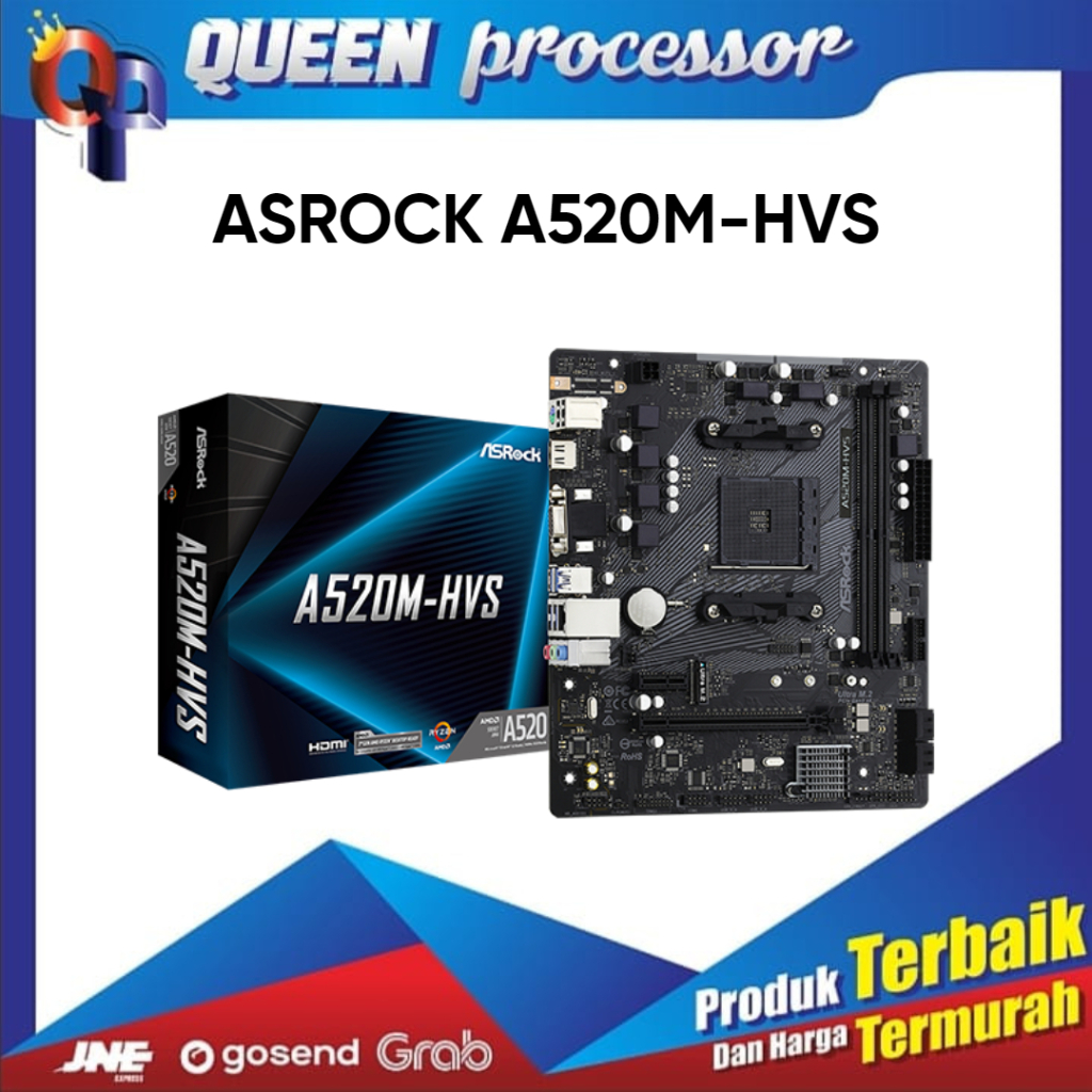 MOTHERBOARD ASROCK A520M HVS ( AM4 / A520 / DDR4 )