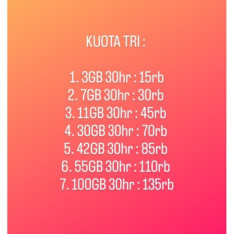 PAKET DATA TRI HAPPY