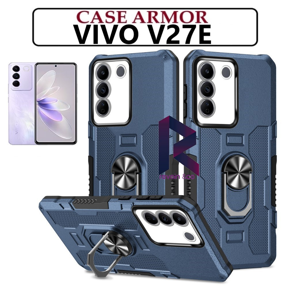 Case Armor VIVO V27E Iring Cincin Magnetic Kesing Hp Protect kamera Premium Hard Case Standing Robot Pelindung Kamera