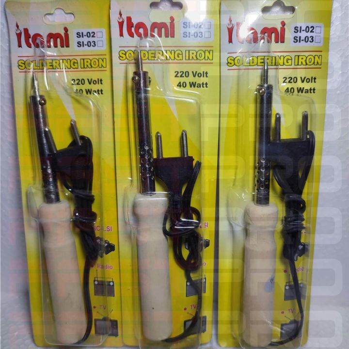 SOLDER PLASTIK / KAYU 40WATT ITAMI SOLDERING IRON 40W 40 WATT Paket dengan Timah 5m &amp; 10m