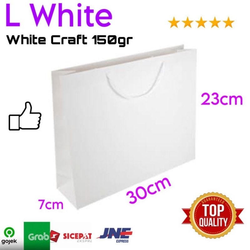 

PAPERBAG PUTIH POLOS UK 30X7X23 / TAS KERTAS PUTIH POLOS / GOODIEBAG PUTIH POLOS / TAS KERTAS POLOS / PAPERBAG POLOS