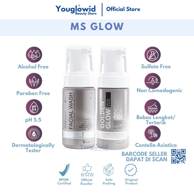 【Official Store】MS GLOW Facial Wash Msglow | Normal Golden Glow | Sabun Bebas Paraben SLS