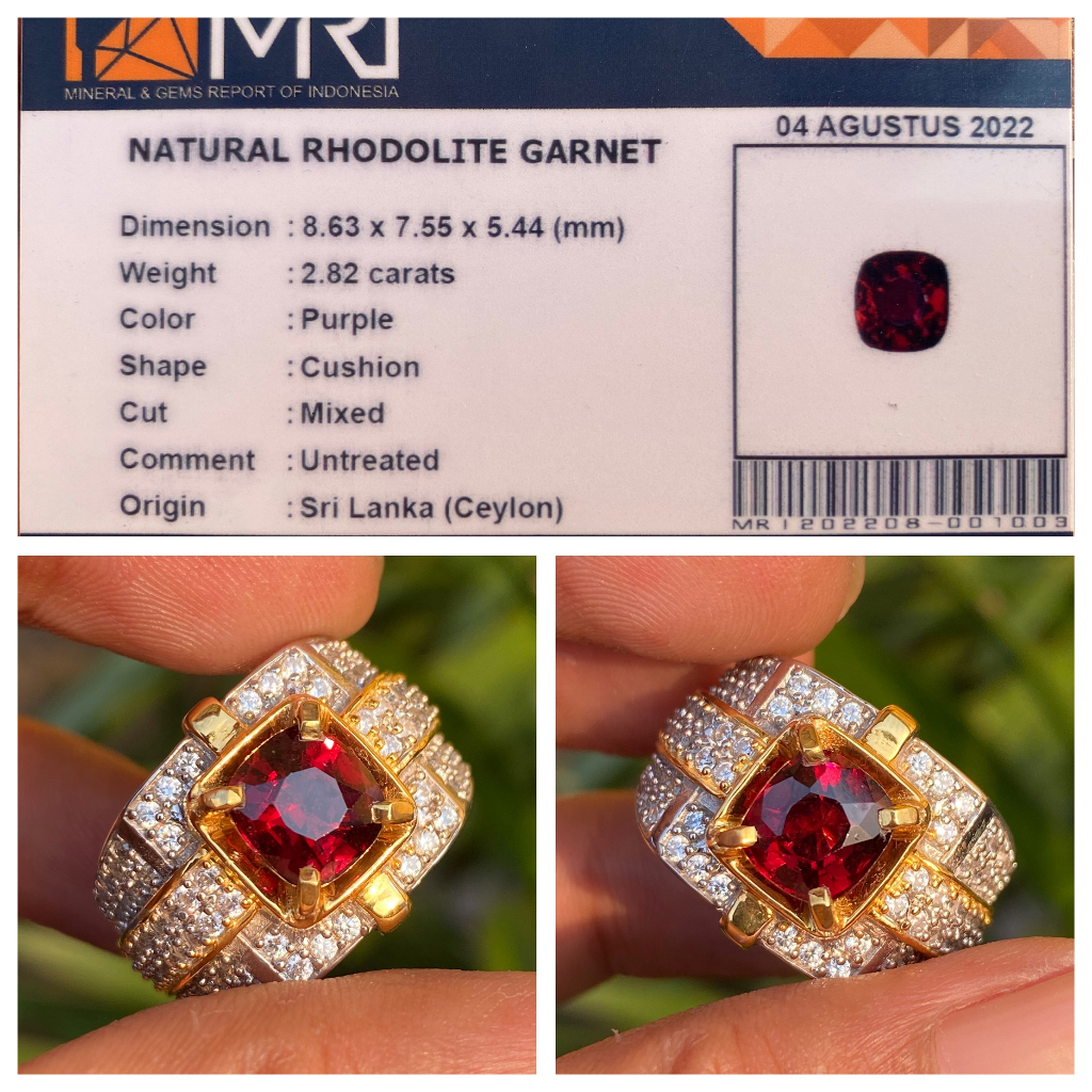 Natural 2.82ct Rhodolite Garnet Srilanka Ceylon