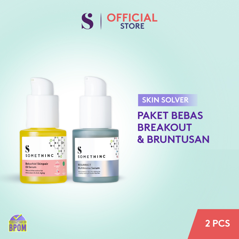 SOMETHINC [2 PCS] SKIN SOLVER Bebas Breakout dan Bruntusan Kit - (Bakuchiol Skinpair Oil Serum &amp; Ressurect Multibiome Serum)