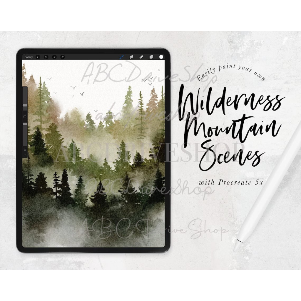 Procreate Brush - Alpine Forest Watercolor Brush Kit for Procreate