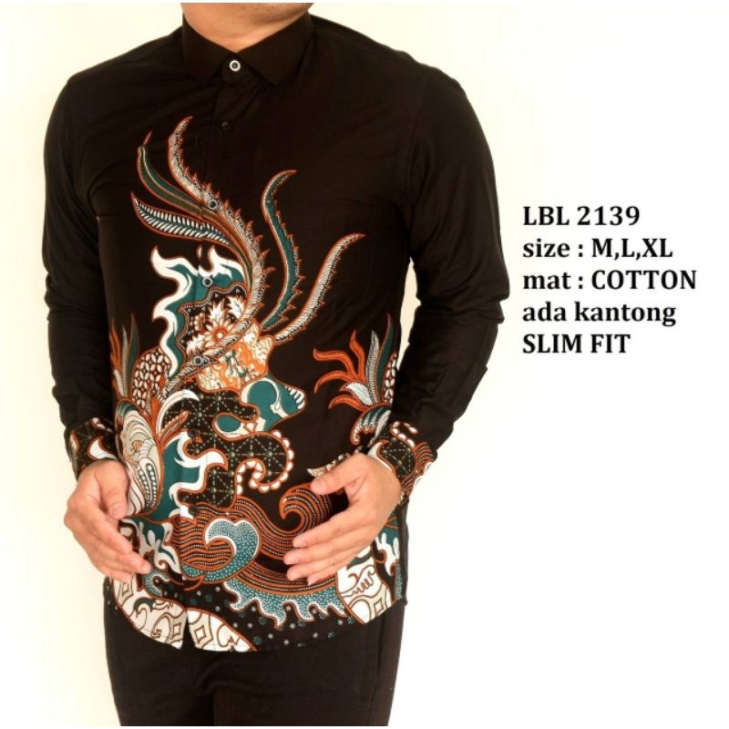 kemeja batik pria slimfit asli