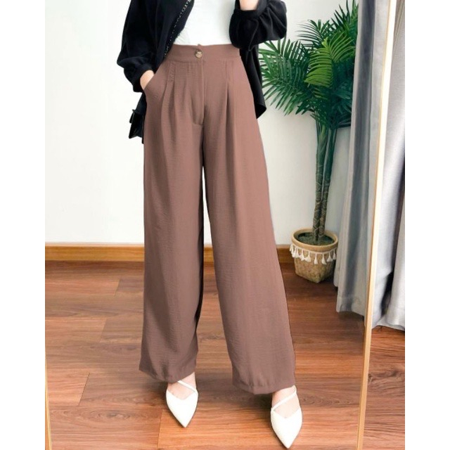 Loose Pants Trousers Wanita  Celana Anti Kusut  Celana Kulot Wanita Celana Kantor Kulot Highwaist Wanita by Untuk Kamu