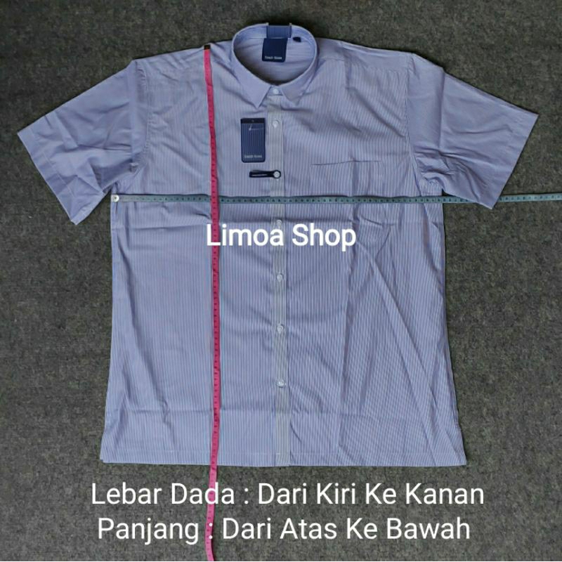 Kemeja Formal STANLEY ADAMS Regular Lengan Pendek Biru Salur KSA 12