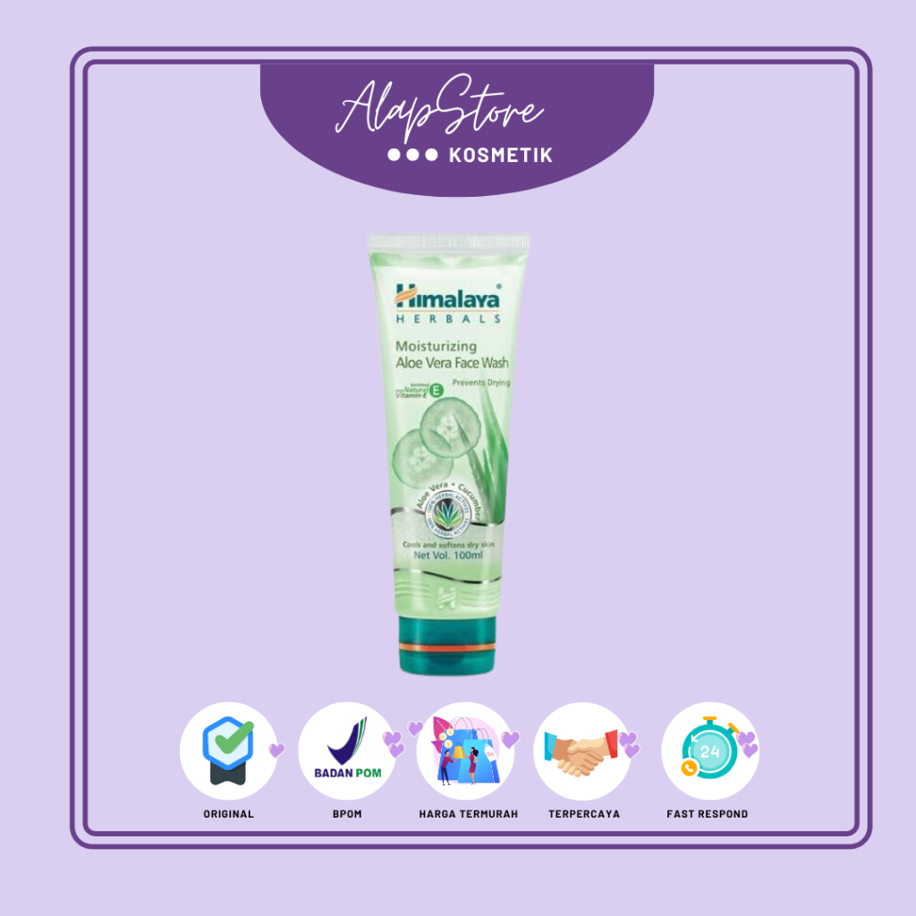 Himalaya Aloe Vera Face Wash 100ml - Sabun Cuci Muka Pembersih Lidah Buaya