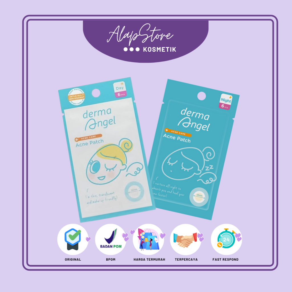 Derma Angel Acne Patch Day &amp; Night 12 - Sticker Jerawat untuk Siang &amp; Malam Hari - Skincare