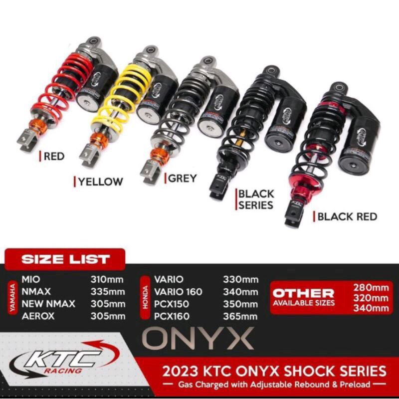 SHOCK BREAKER KTC ONYX SERIES NEW 2023 305MM 335MM 350MM 365MM TABUNG ATAS ORIGINAL SHOCKBREAKER NMAX OLD NEW AEROX PCX 150 PCX 160 XMAX