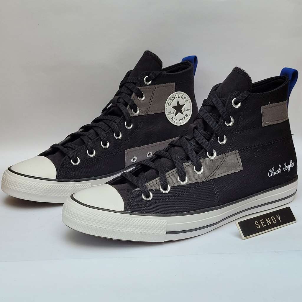 Converse CTAS Hi A02557C Black Blue White Chuck Taylor All Star Desert Patchwork Sepatu Casual Pria 