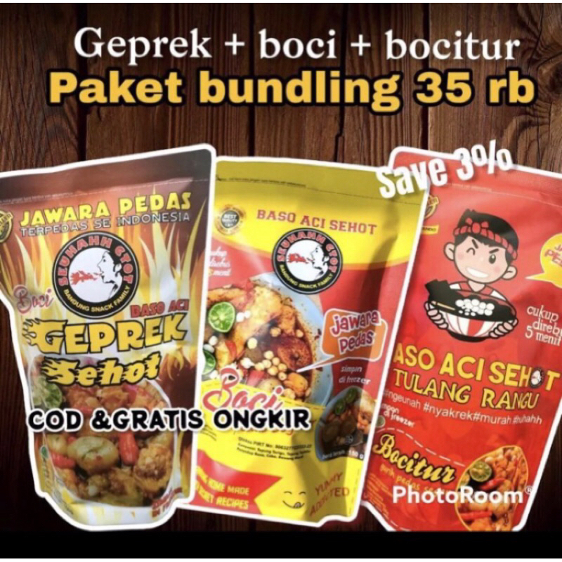 

SEHOT - Paket bundling 3 isii 15 pcs Boci, Bocitur, Geprek