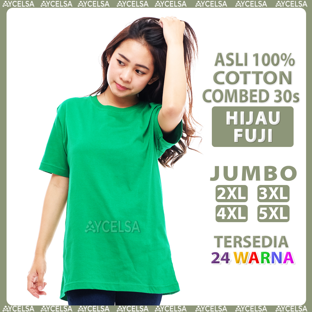 Kaos Polos Jumbo Wanita Pria Lengan Pendek Hijau Fuji / Atasan Kaos Jumbo Hijau Daun