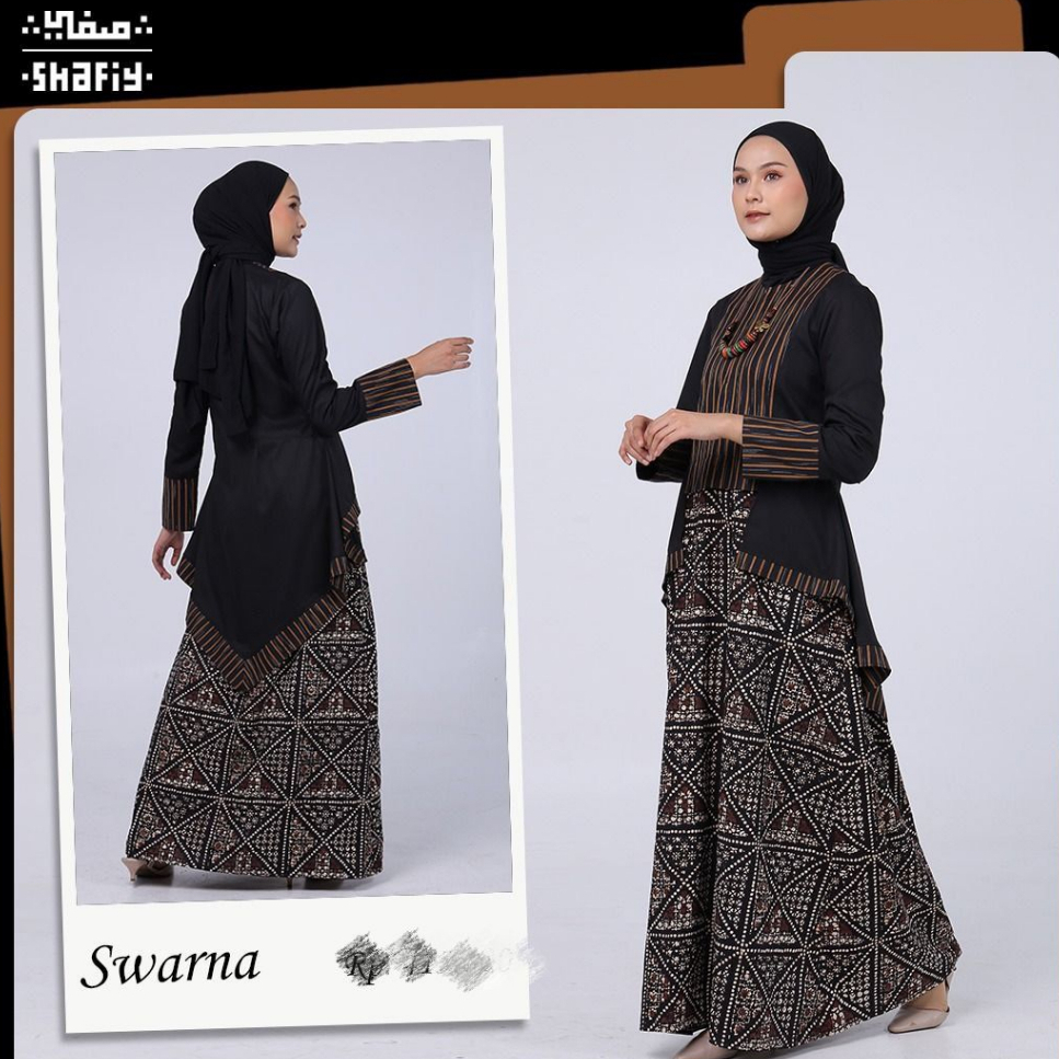 Swarna Gamis Batik Shafiy Original Modern Batik Etnik Tenun Lurik Dress Wanita Muslimah Batik Wanita