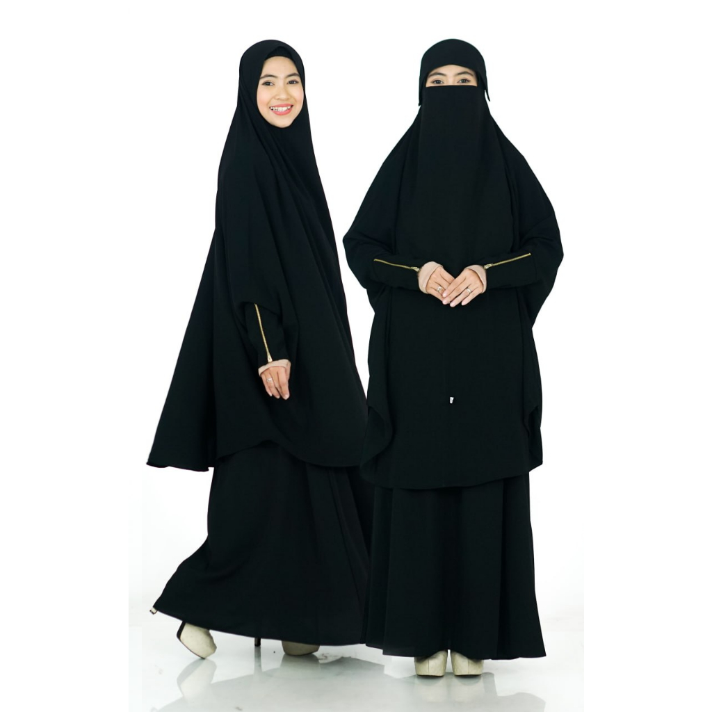 Hijab Hayuri French Hijab Set - Set French Khimar - Bahan Woolpeach Grade A