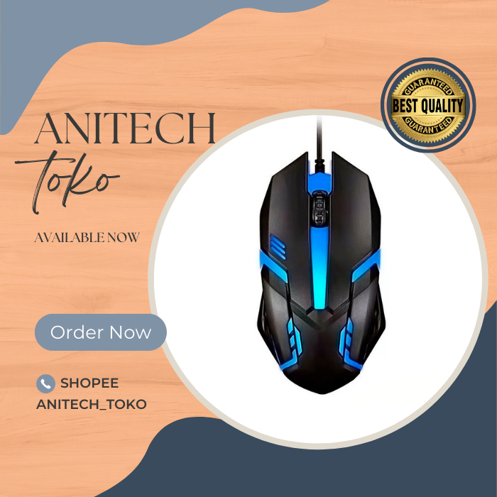 [ANITECH_TOKO] Mouse Kabel Gaming/Mouse Gaming LED 7 Lampu RGB Gaming Mouse 800DPI - Hitam