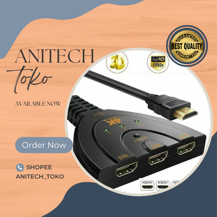 HDMI Switch cdf3 Port 3 in 3 out HDMI Swticher Kable 3 Input 1 Output/HDMI SWITCHER KABEL 3 PORT PLAYSTATION TV LED XBOX DVD