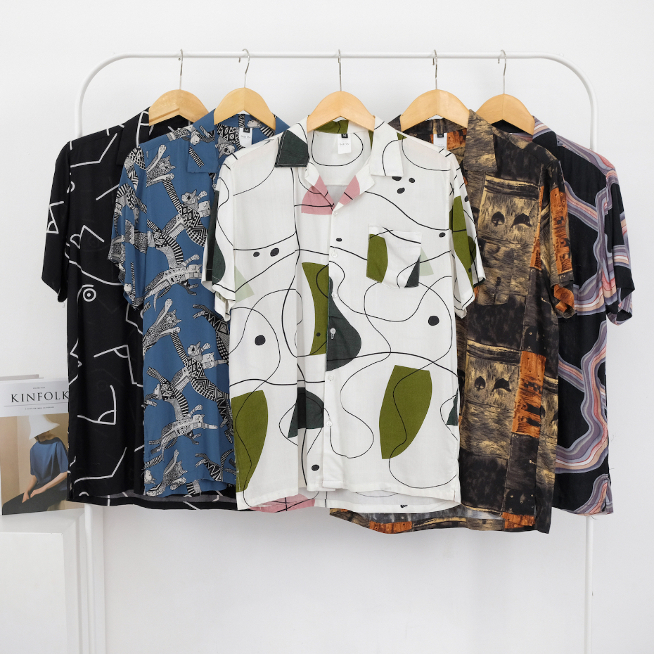 SANVANINA Kemeja Pria Motif Bunga-Bunga Floral Hawaiian Slim Fit - Delmar Casual Shirt E-2051