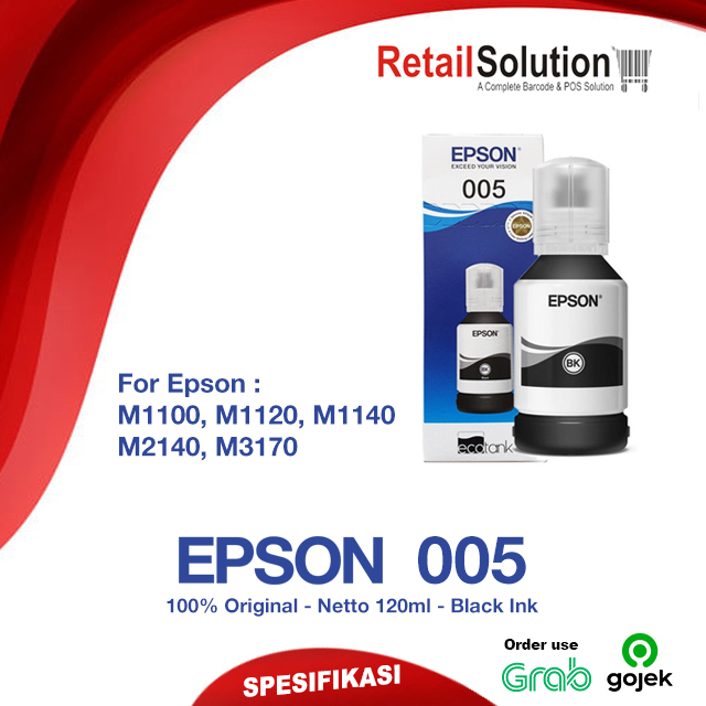 Tinta Epson 005 Black Original - Tinta Printer EPSON M1100 M1120 M2140