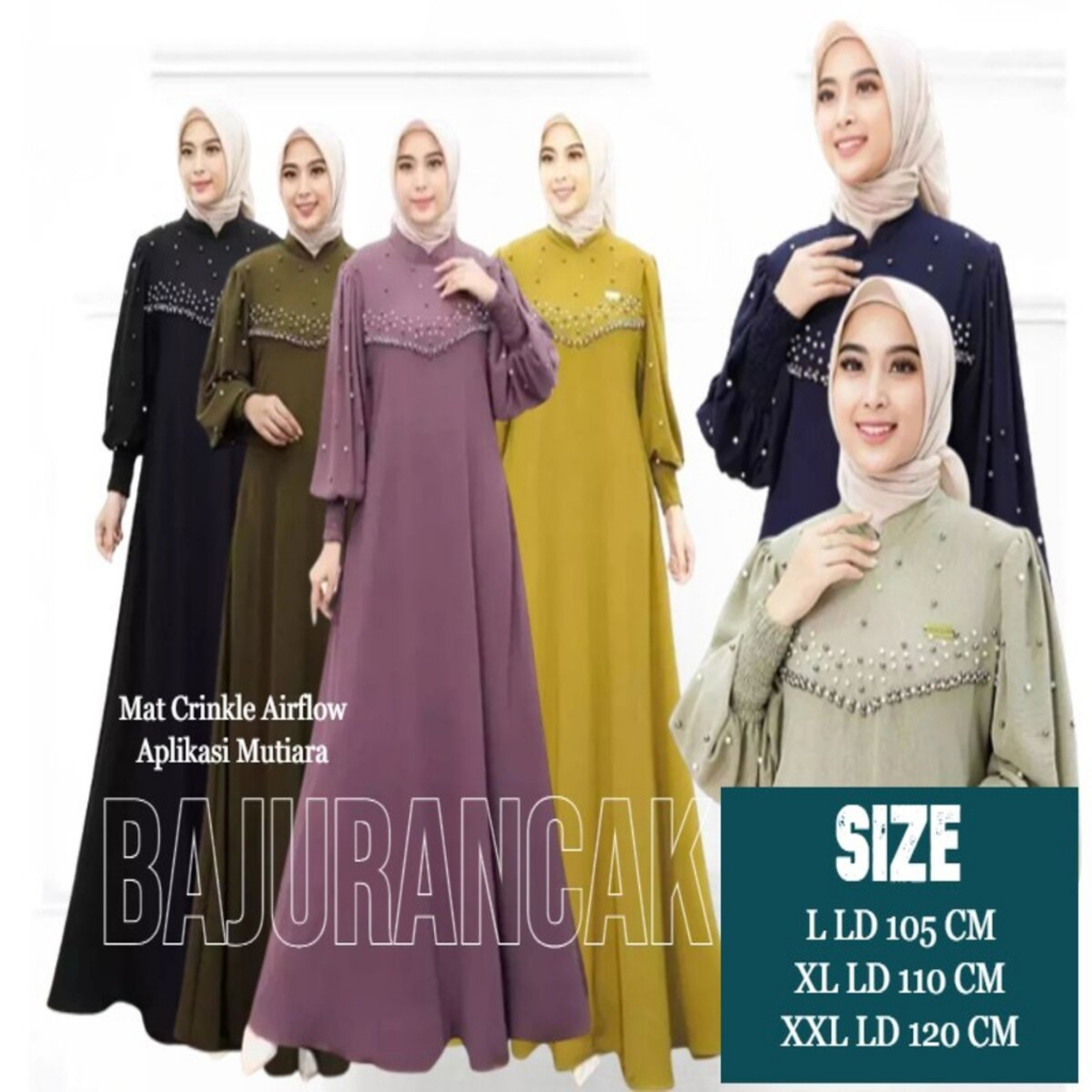 Baju Gamis Wanita Kekinian 2023 Gamis Muslim Wanita Terbagus Bahan Crinkle Airflow Premium  Aplikasi Mutiara Fasshion Muslim Vioni Dress Gamis Kekinian Baju Dress Perempuan Dewasa Baju Pesta