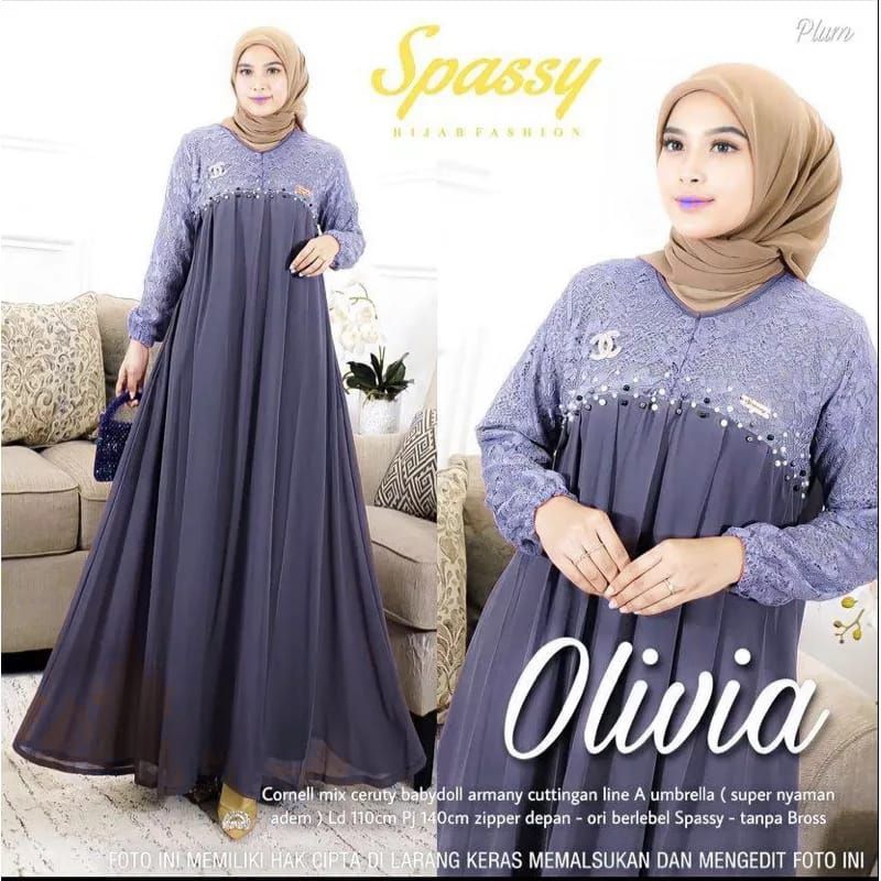 Fashion Muslim Gamis Abaya Fitri JASMINE AMENNA dan OLIVIA dress renda ceruty babydoll mix brokat dress Maxy pesta mewah mutiara terbaru terlaris