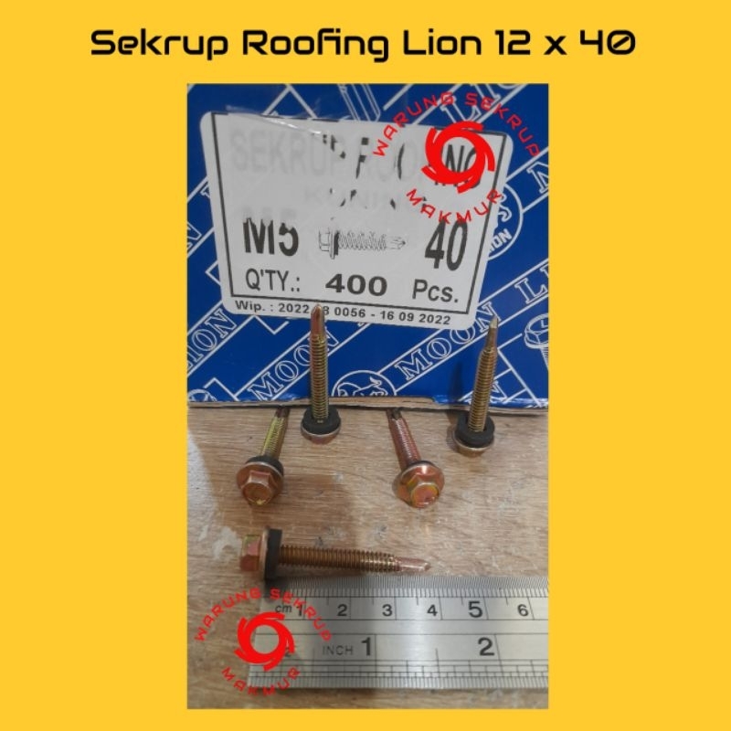 (50 pcs) Sekrup Roofing Moon Lion 12x40 / Sekrup Roofing Kuning 4cm