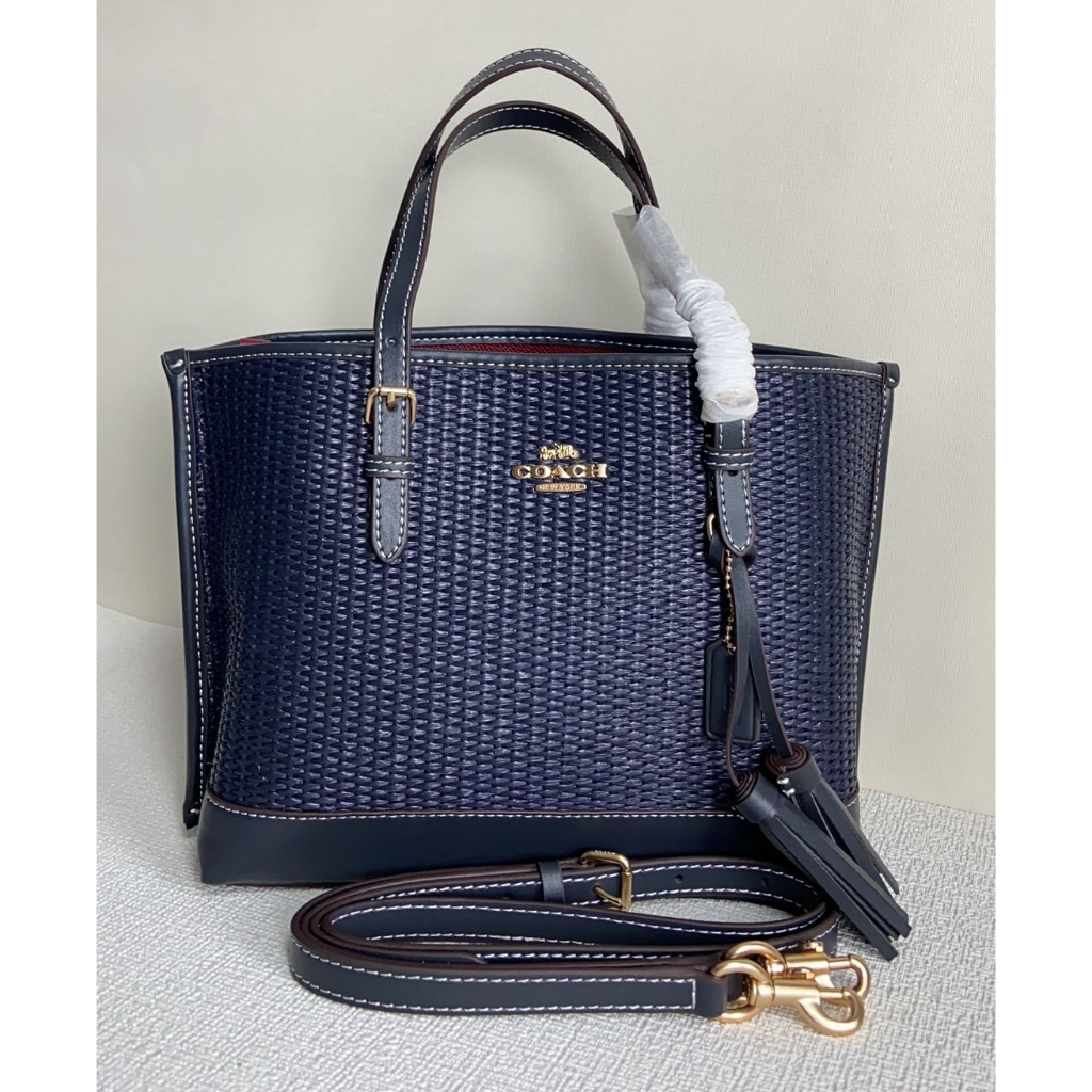 Coach Mollie Tote 25 In Straw and Smooth Leather CH210