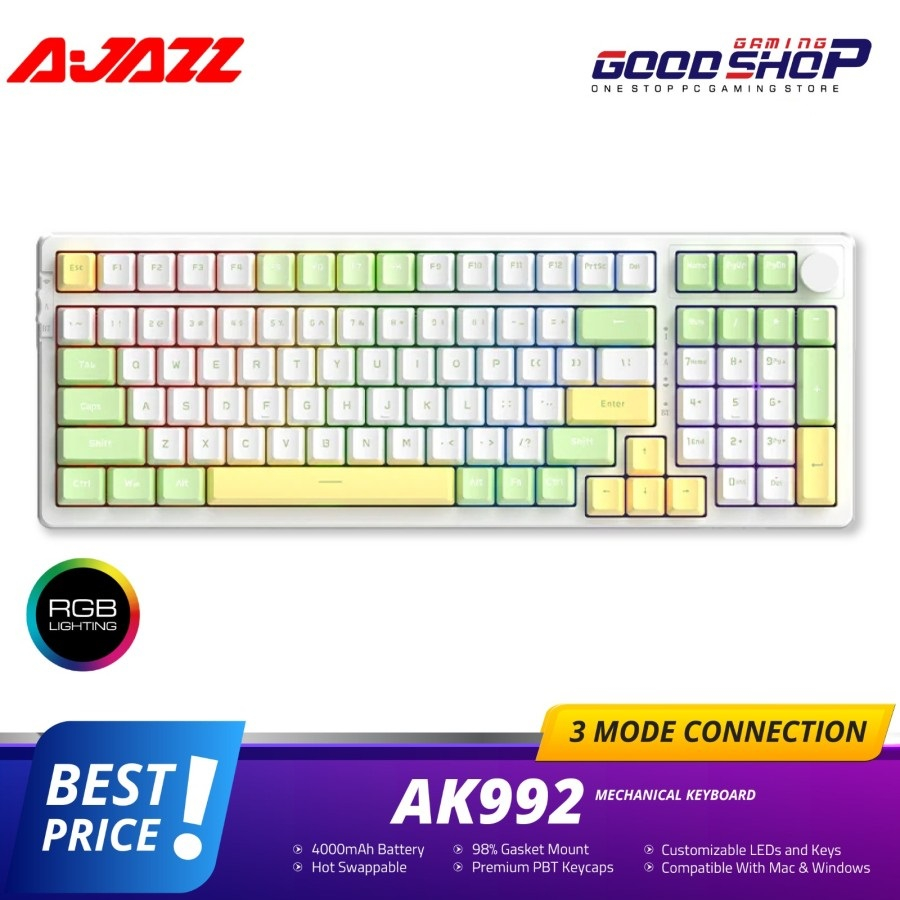 AJAZZ AK992 Green White Light Hotswap Mehanical - Gaming Keyboard