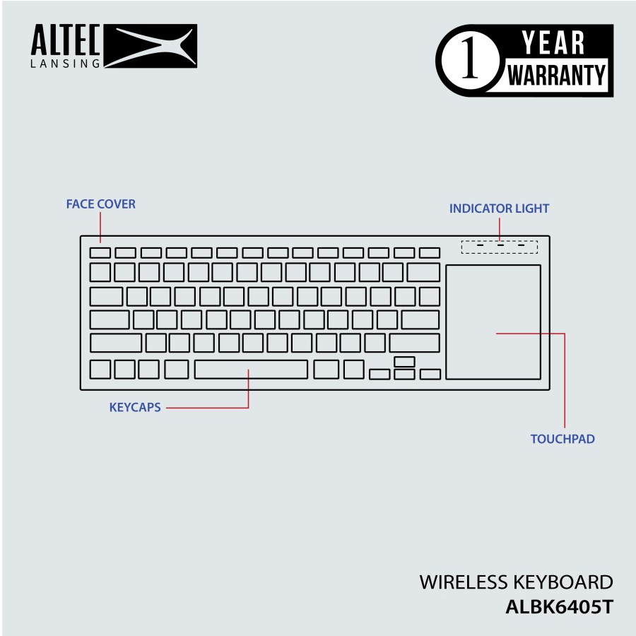 Altec Lansing Keyboard Wireless Slim with Touchpad ALBK6405T